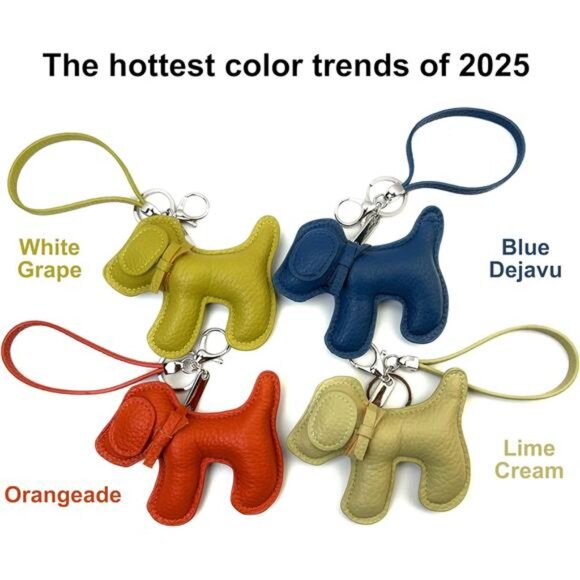 Dog Keychains Leather Craft Soft and Adorable Puppy Bag Charm Purse Accessory - Picture 4 of 16